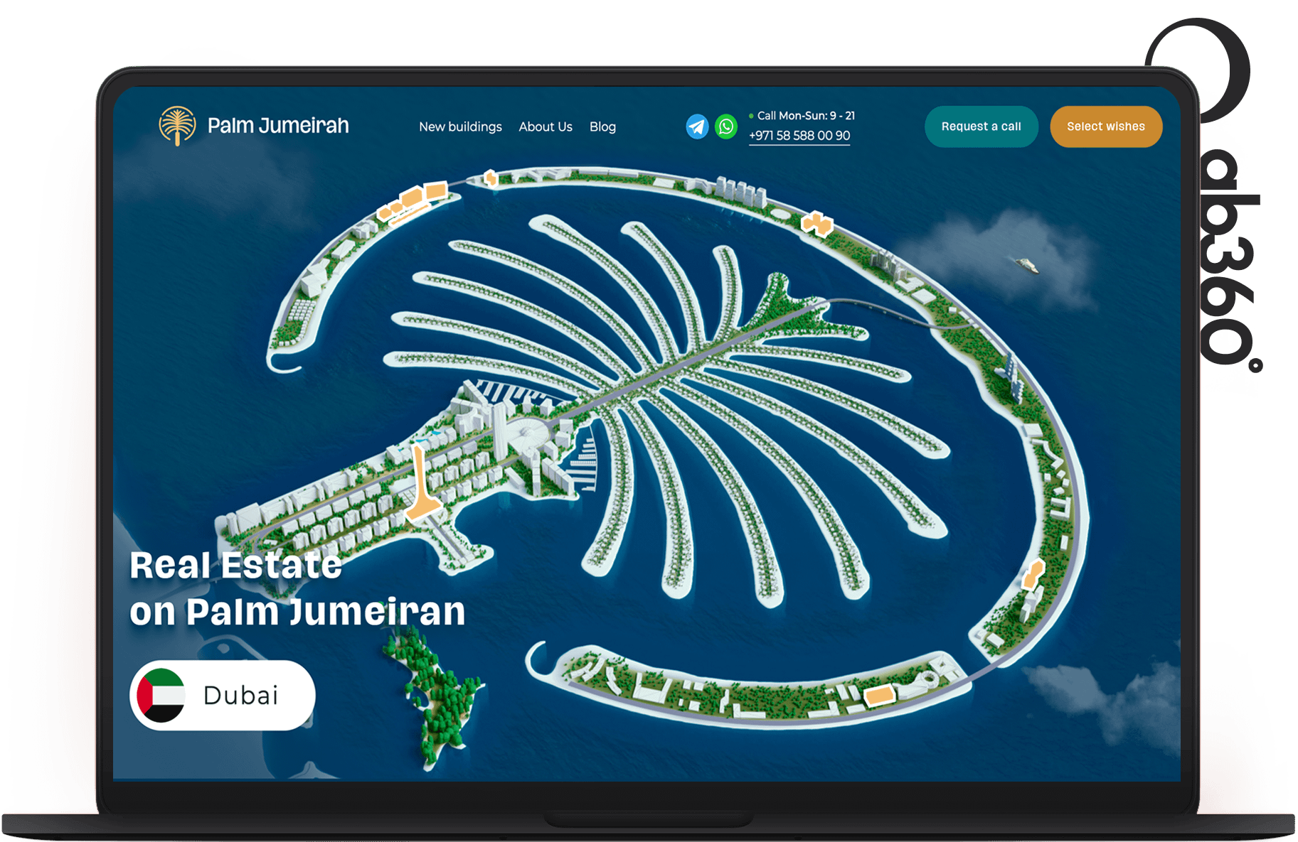 Interactive website with 3D of Dubai Palm Jumeirah